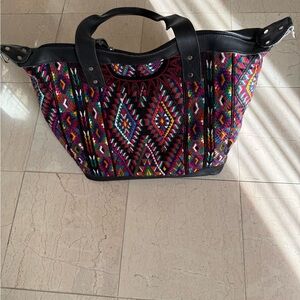 Multicolor Embroidered Patterned Women's Bag , tote or travel. Hand made .